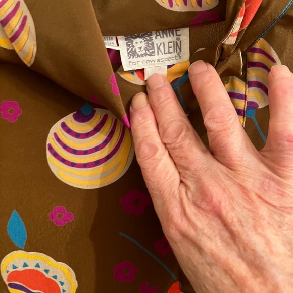 Anne Klein size 6 brown with multi coloured patterned skirt and top - Picture 5 of 10